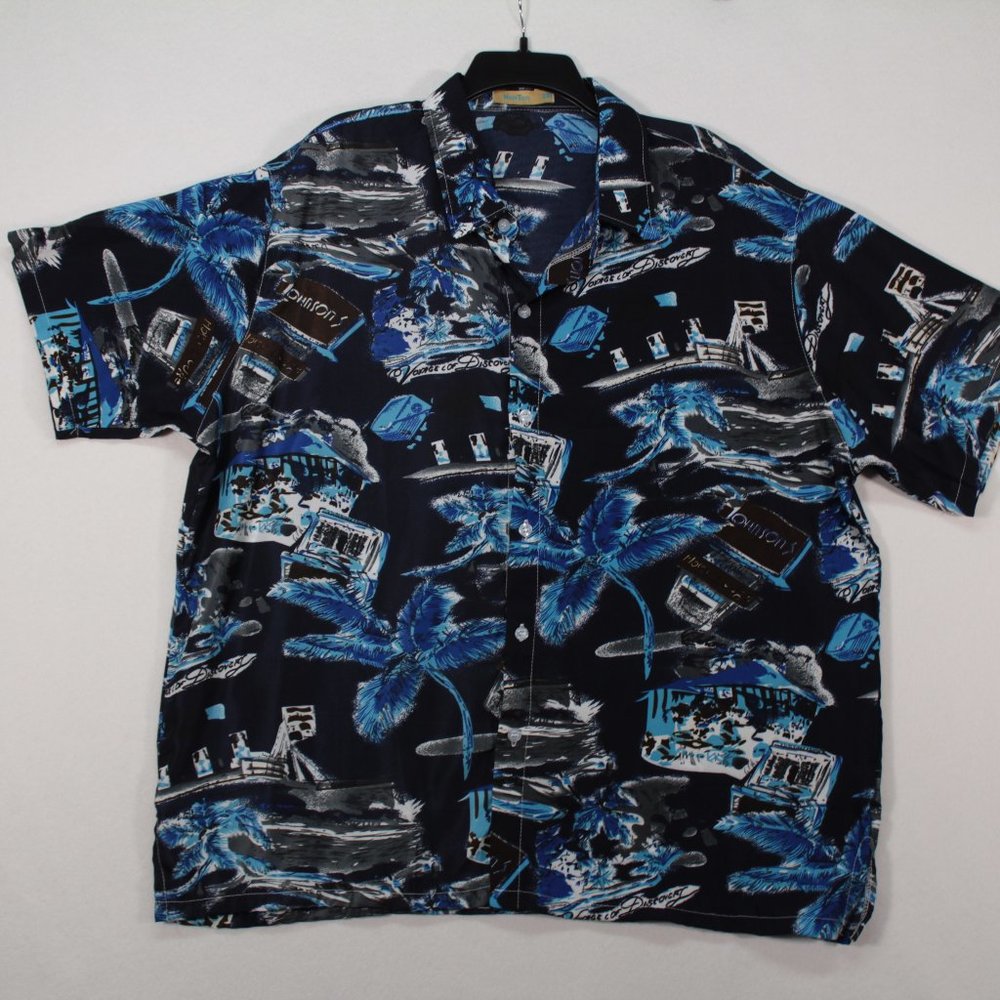 HanTon Shirt Men's 2XL Short Sleeve Hawaiian Theme Boats